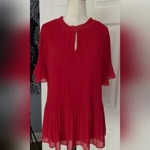 Ann Taylor red flowy blouse, size small
